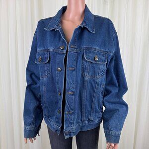 Women's Natural Identity Denim Jean Jacket Y2K Trucker Blue Sz XL 20